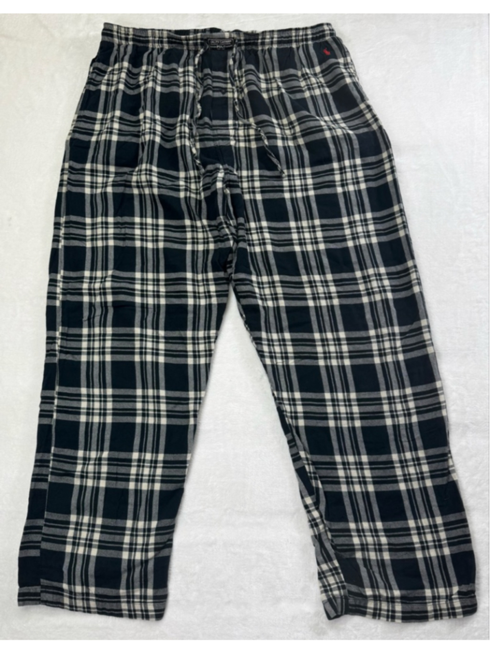 Men's Polo Ralph Lauren Plaid Pajama Pants XL Black White - Picture 2 of 11